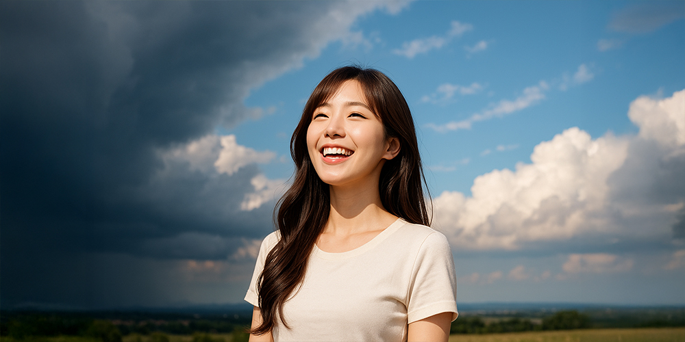 꿈속에서 맑아지는 하늘을 보고 좋아하는 사람