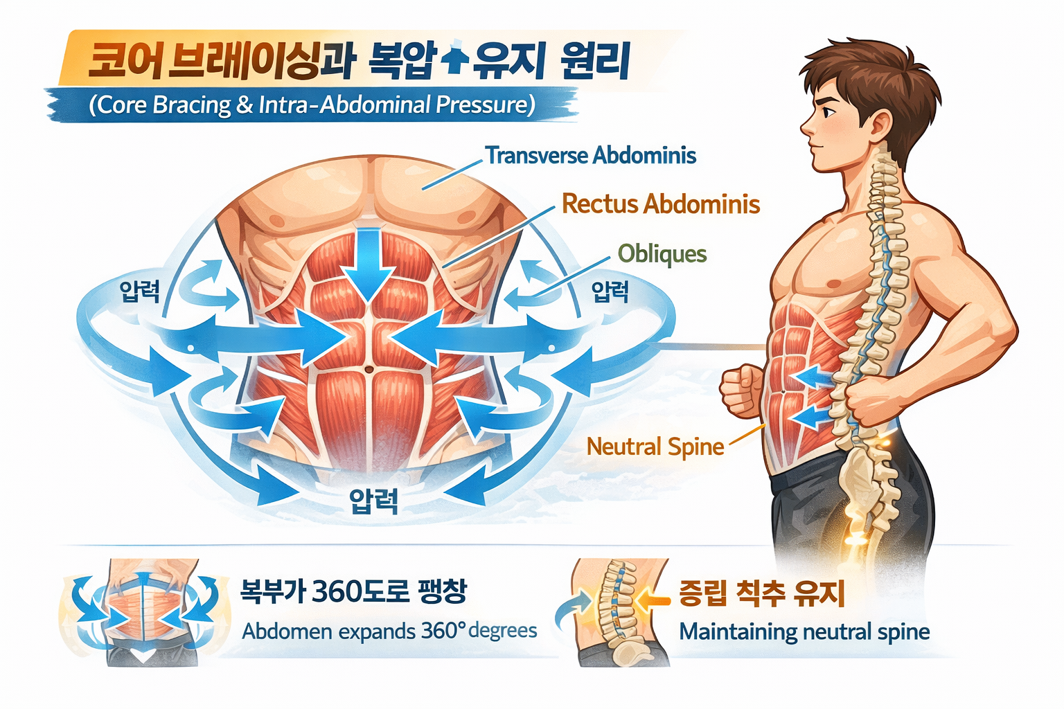 코어 브레이싱 복압 유지 몸통 안정
