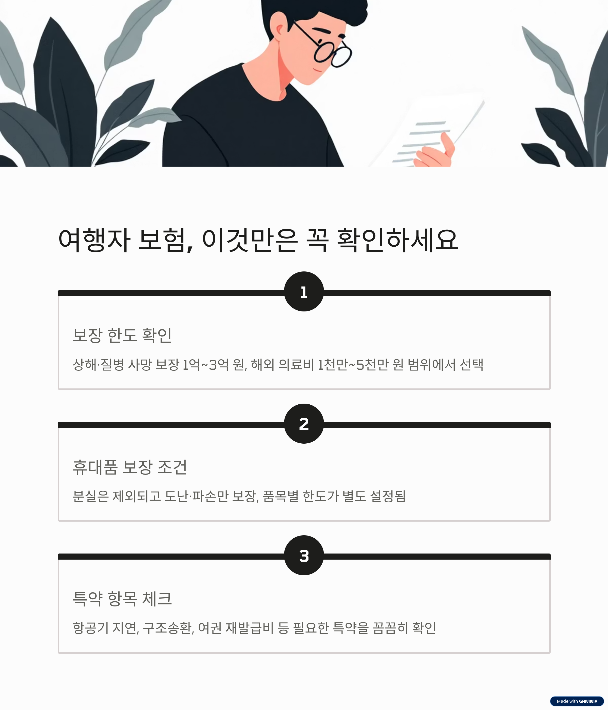 여행자 보험 꼭 확인해야 할 사항