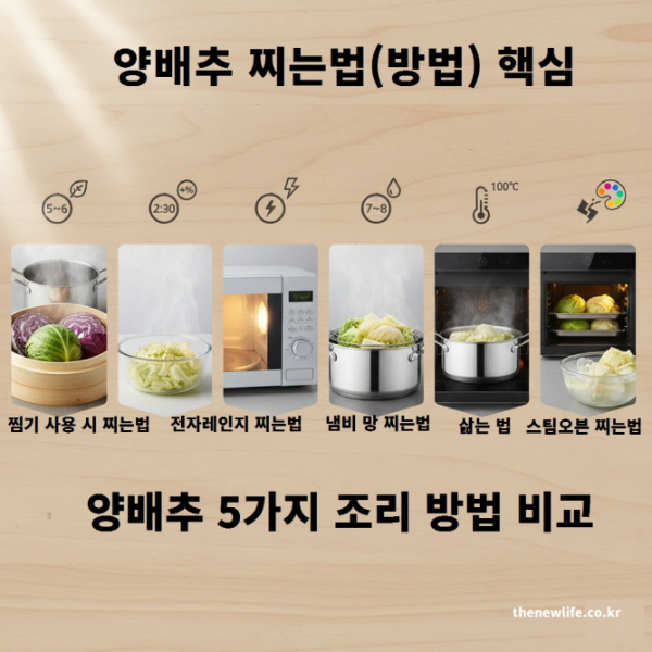 양배추 찌는 방법(법) – 찜기, 전자레인지, 냄비, 삶기, 스팀오븐 5가지 조리법 비교