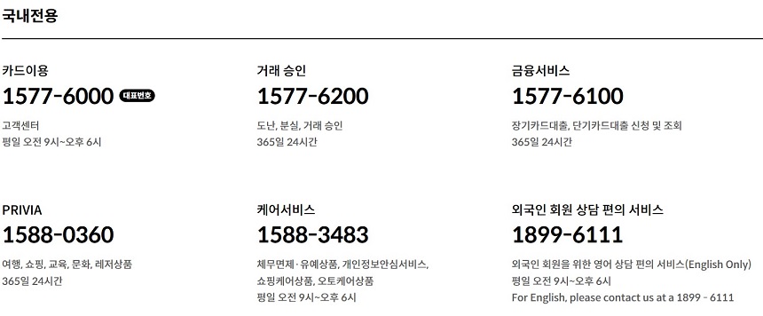 현대카드 고객센터 전화번호