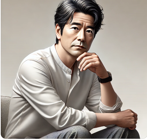 중장년층 남성이 고민하는 모습의 사진