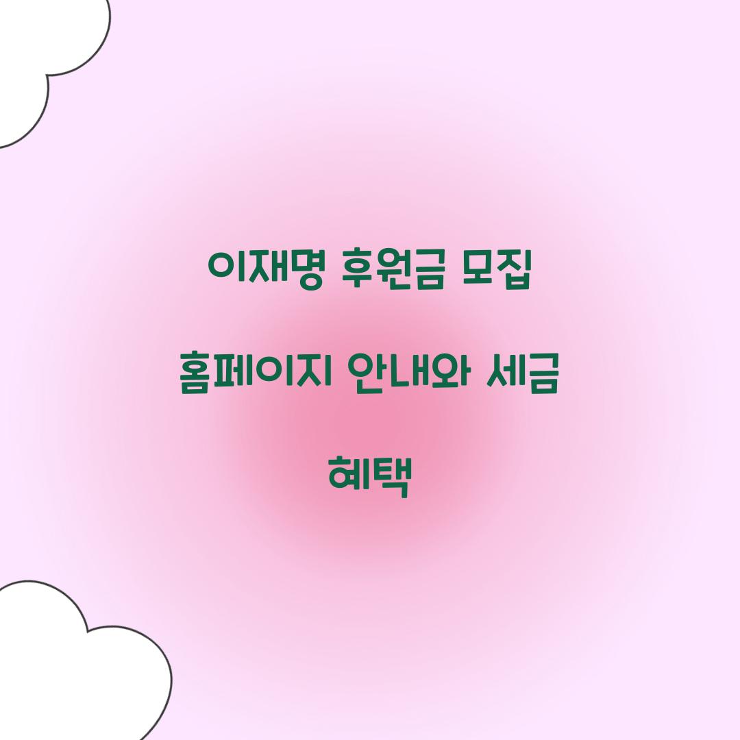 이재명 후원금 모집 홈페이지