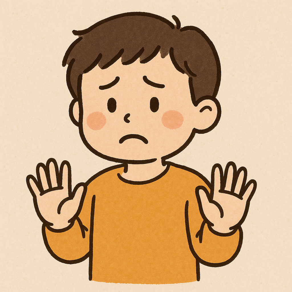 거절하기 어려워하는 아이의 모습 사진