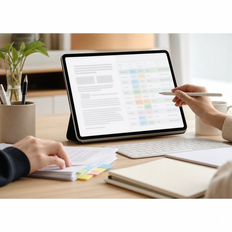 구글독스 FAQ 문서와 스프레드시트 문의 분류표를 함께 편집하는 작업 화면