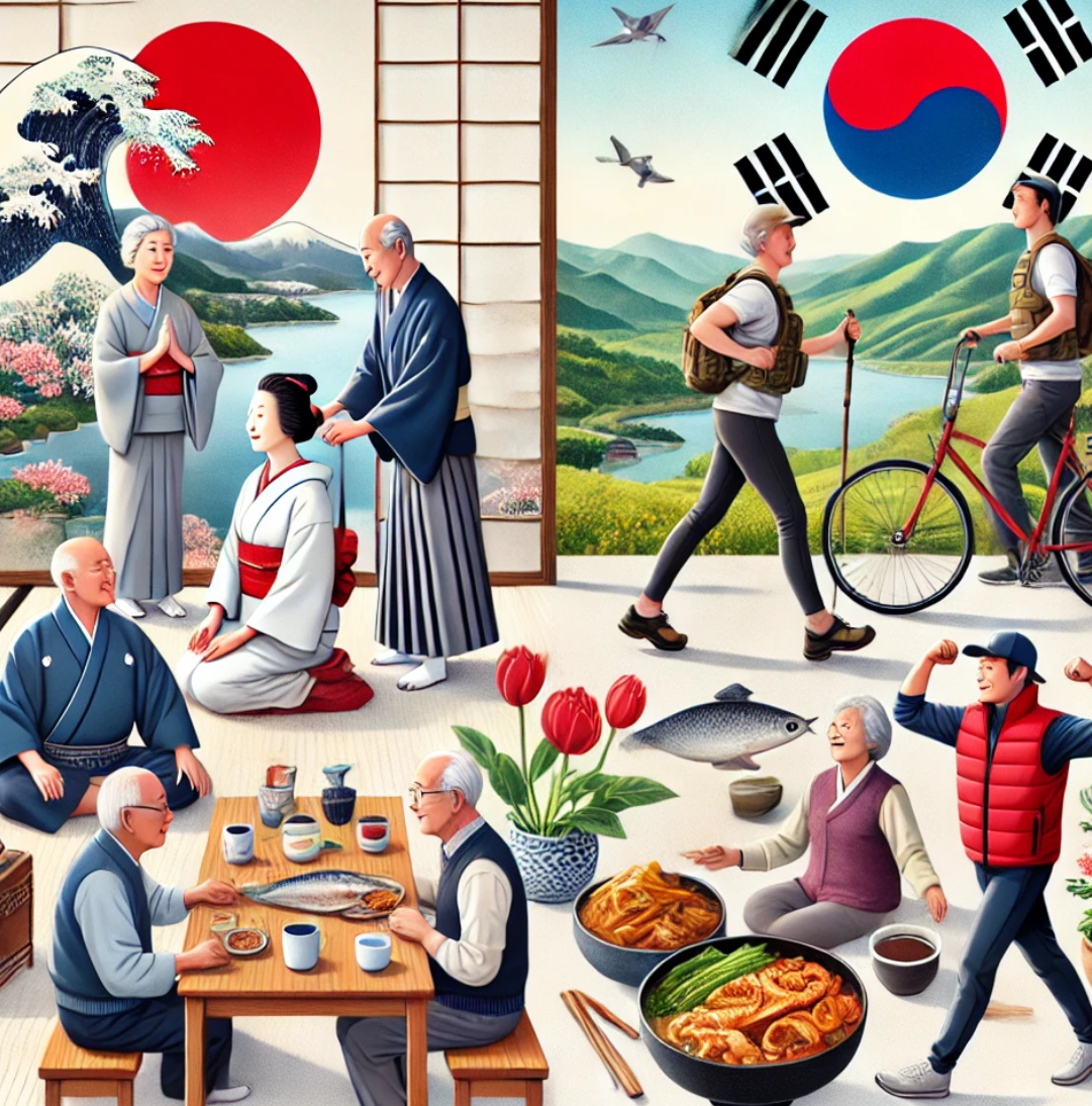 일본 한국 장수 비결사진