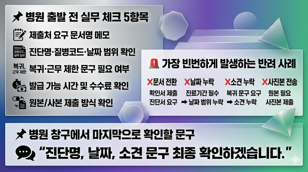병원 방문 전 준비사항과 서류 발급 실무 체크 항목 및 반려 사례 정리 이미지