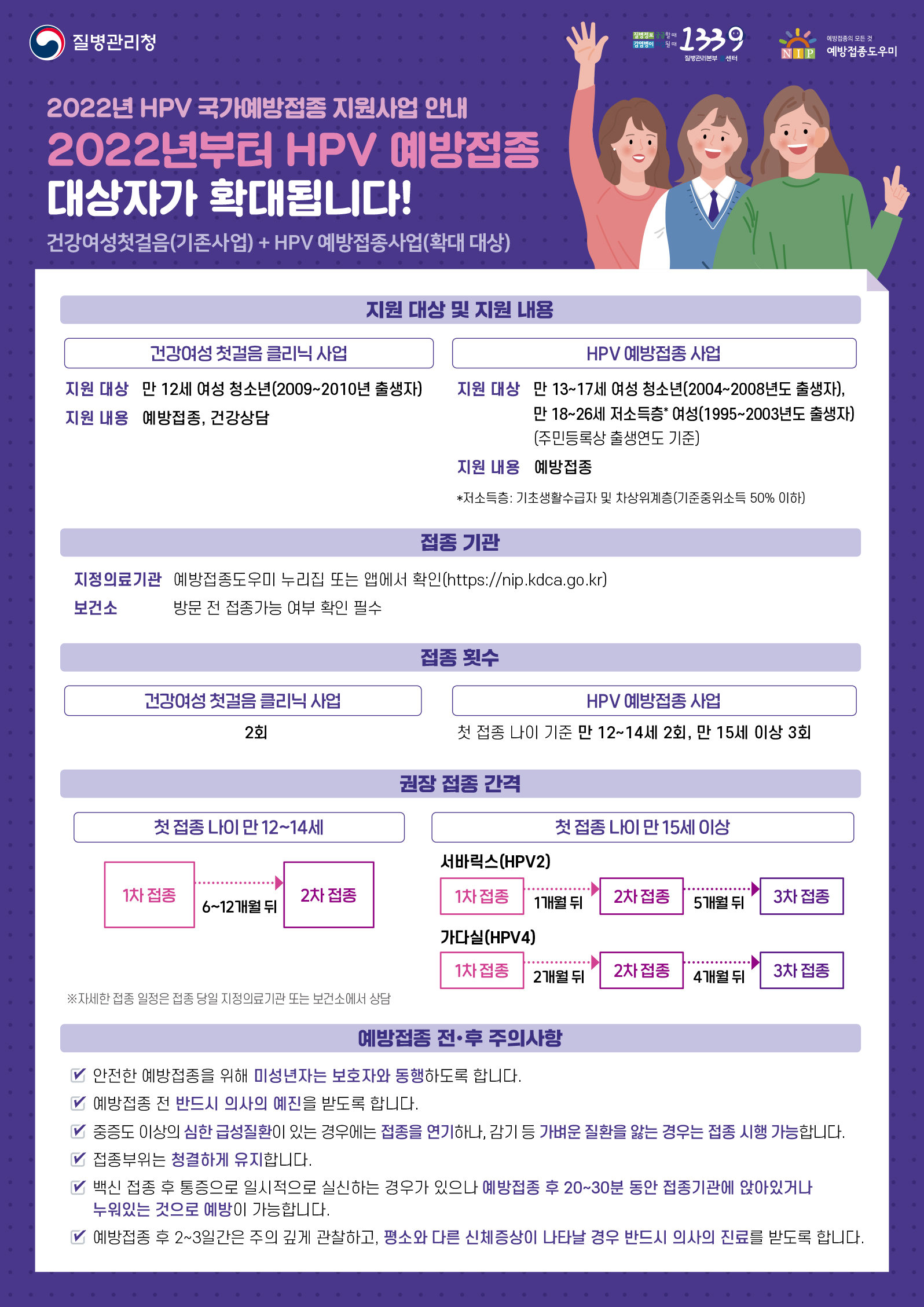 사람유두종바이러스 감염증(HPV) 무료 예방접종