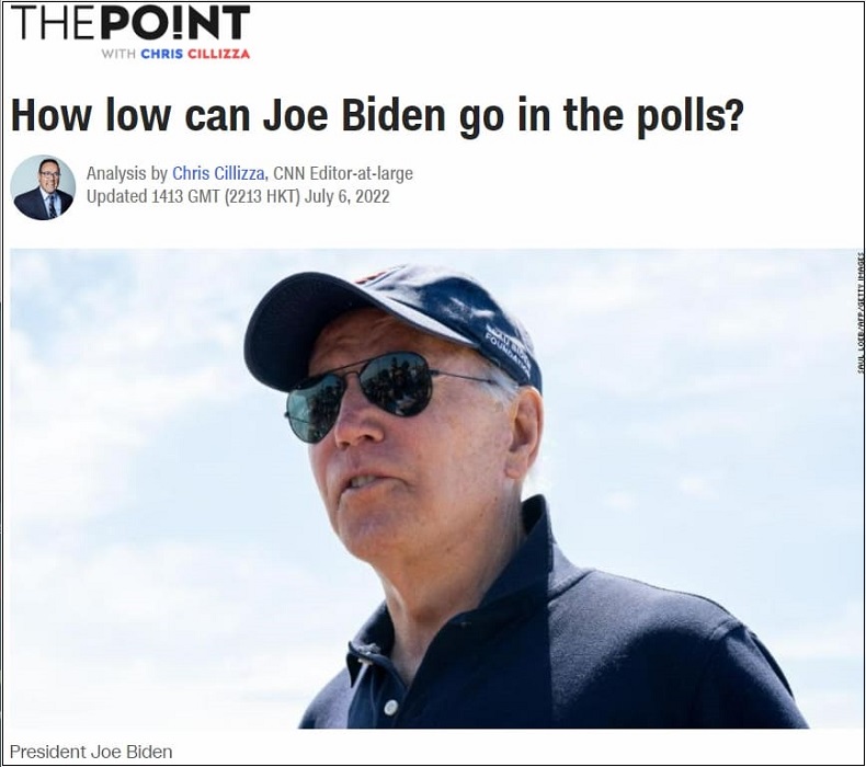 어쩌나! 바이든 지지 언론들도 등 돌렸다..."바이든은 얼마나 더 하락할까 우려" CNN NBC Biden, on Middle East tour, is battered by inflation and low approval ratings at home