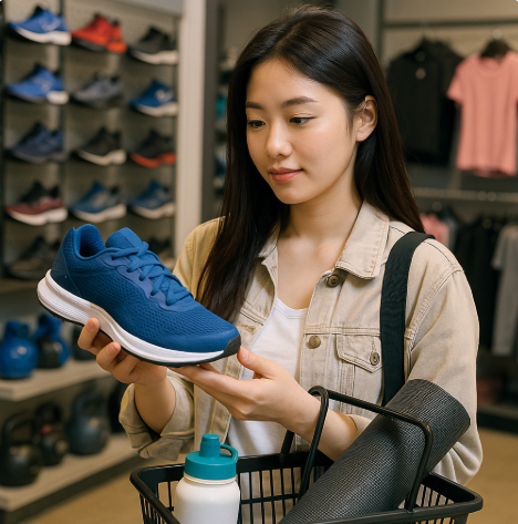 운동 용품 쇼핑하는 mz여성