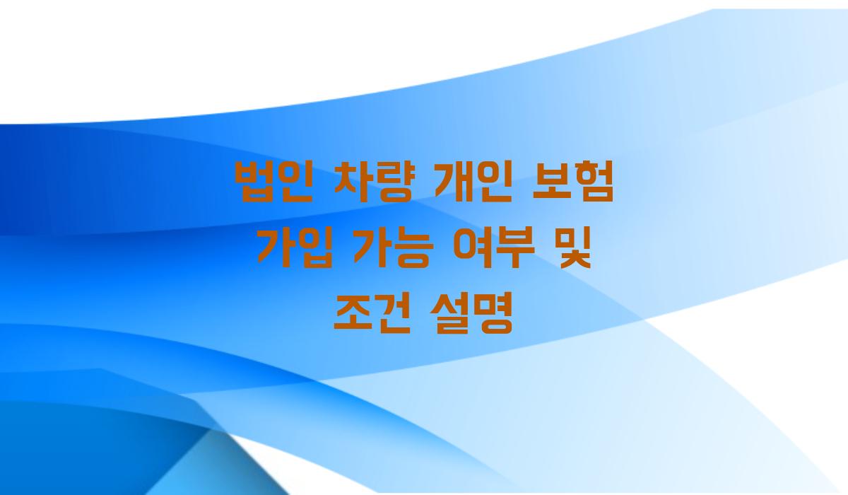 법인 차량 개인 보험 가입 가능 여부
