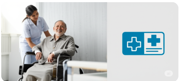 요양병원 간병인 돌봄과 건강보험료, 의료비용을 나타내는 이미지