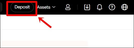 입금버튼을 가리키고 있다.