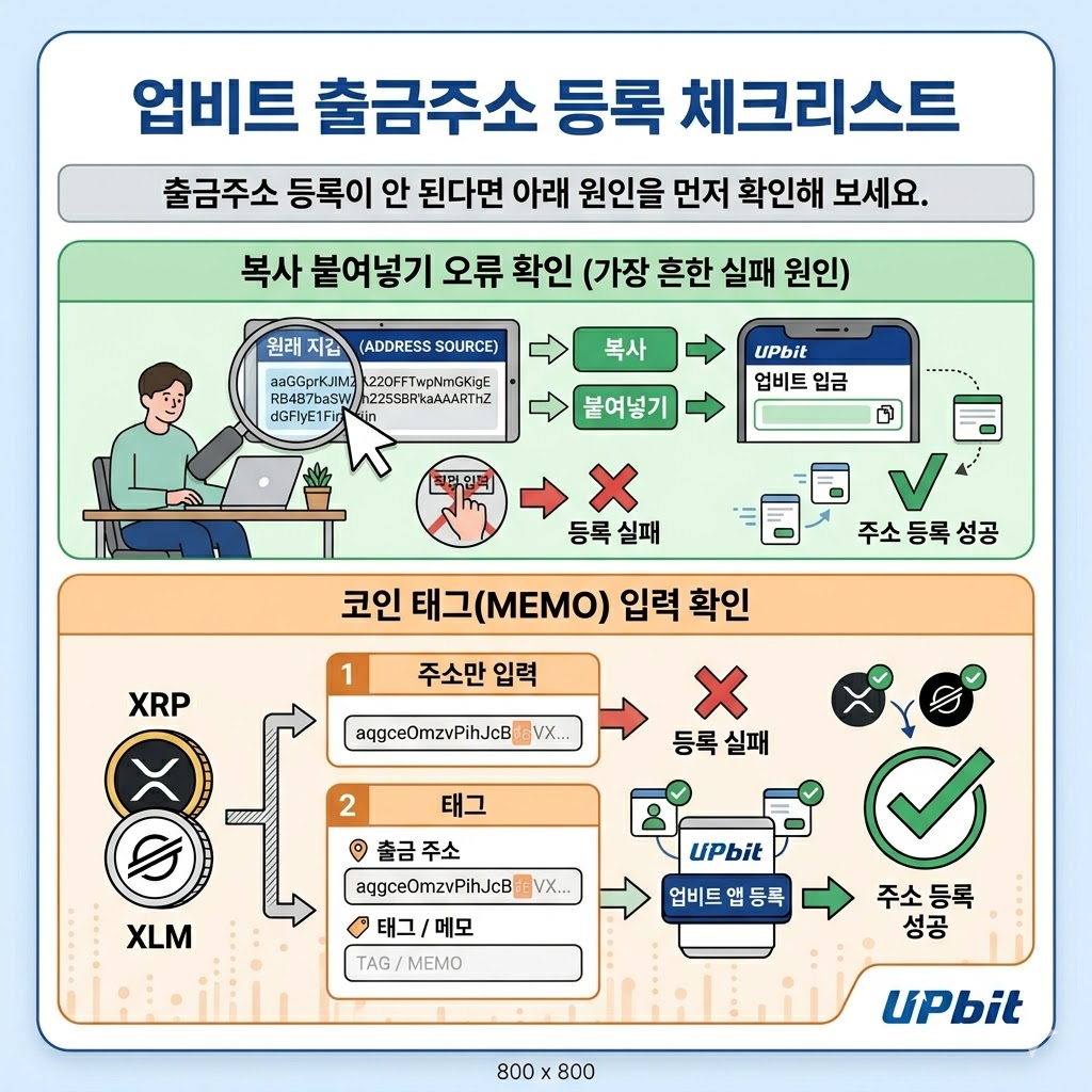 코인 출금주소 입력 오류 확인 이미지