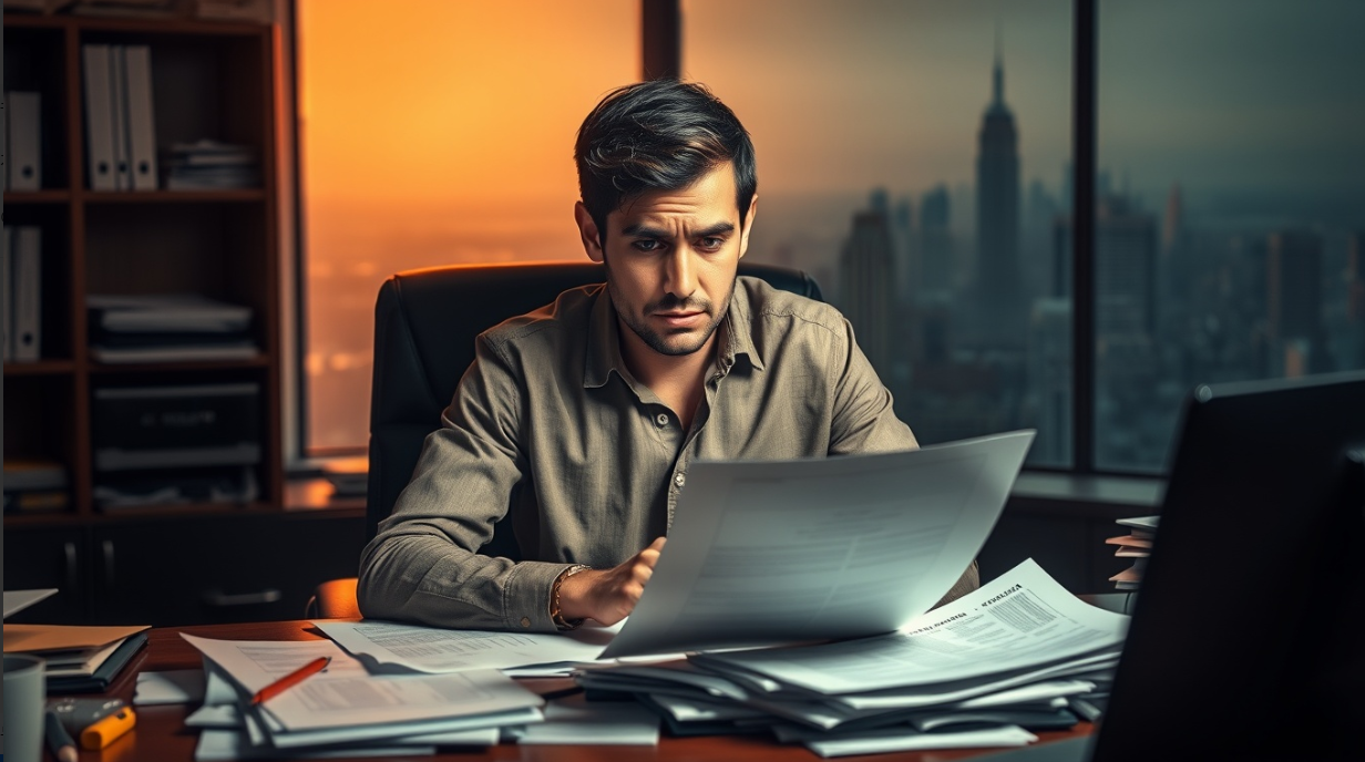 자영업자의 위기로 폐업을 고민하는 모습