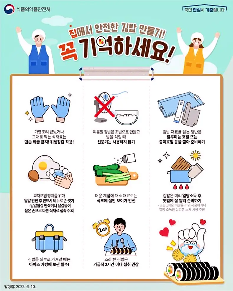 여름철 김밥 쌀 때 식중독 예방하는 방법 꿀팁