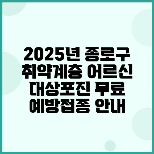 2025년 종로구 취약계층 어르신 대상포진 무료 예방접종 안내