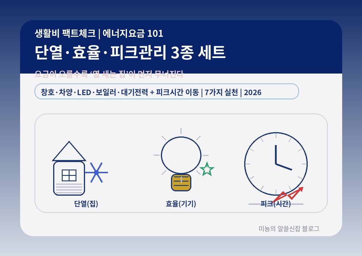 에너지요금_단열·효육·피크관리 3종 세트: 요금이 오를수록 '열 새는 집'이 먼저 무너진다