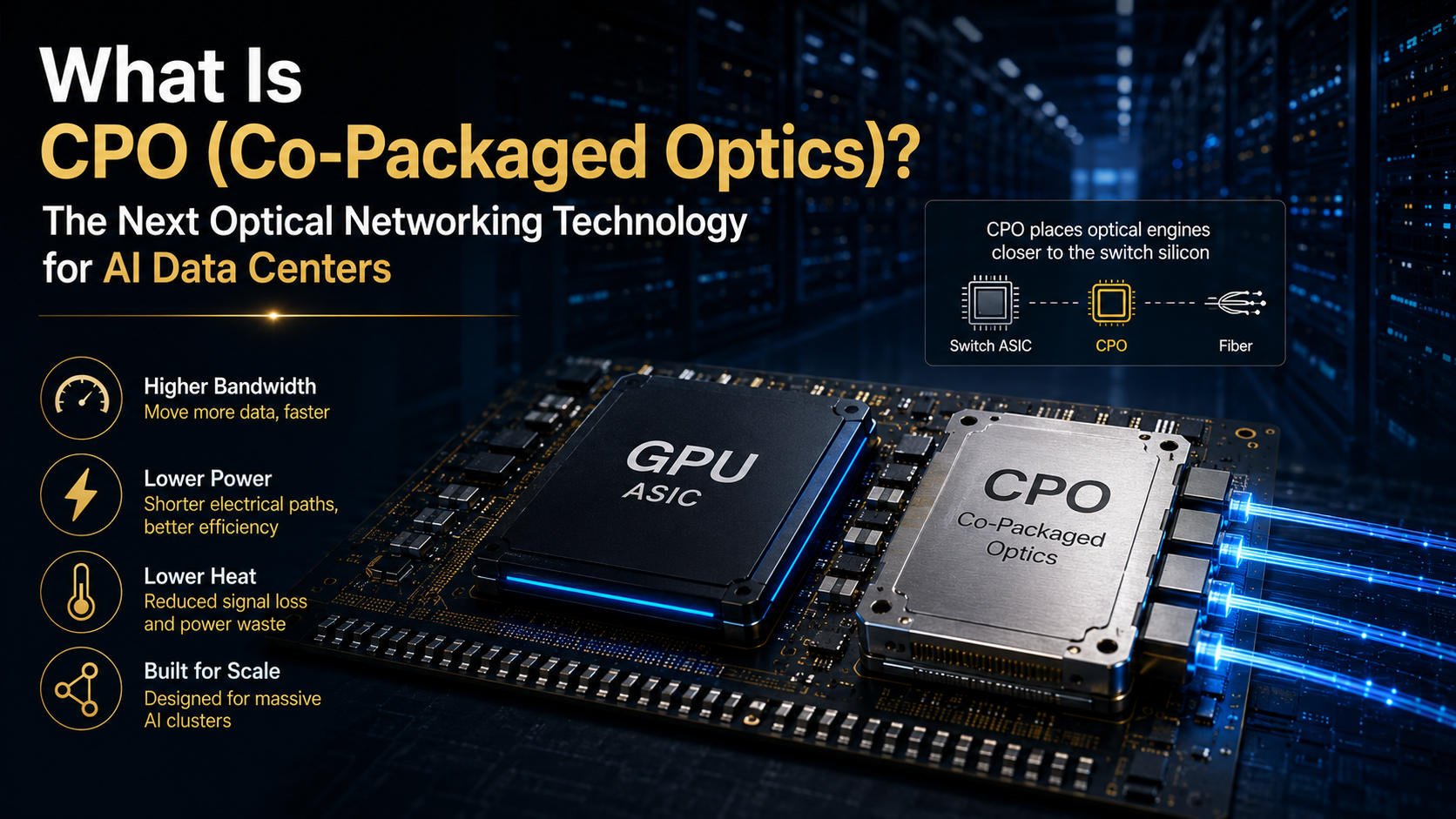 CPO Co-Packaged Optics technology for high-bandwidth and power-efficient AI data centers