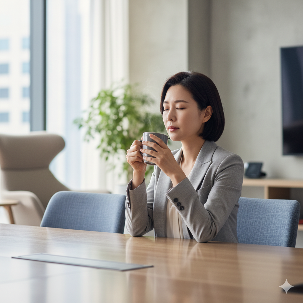 스트레스에 지친 40대, 커피 한 잔이 심리 상담이 된다?