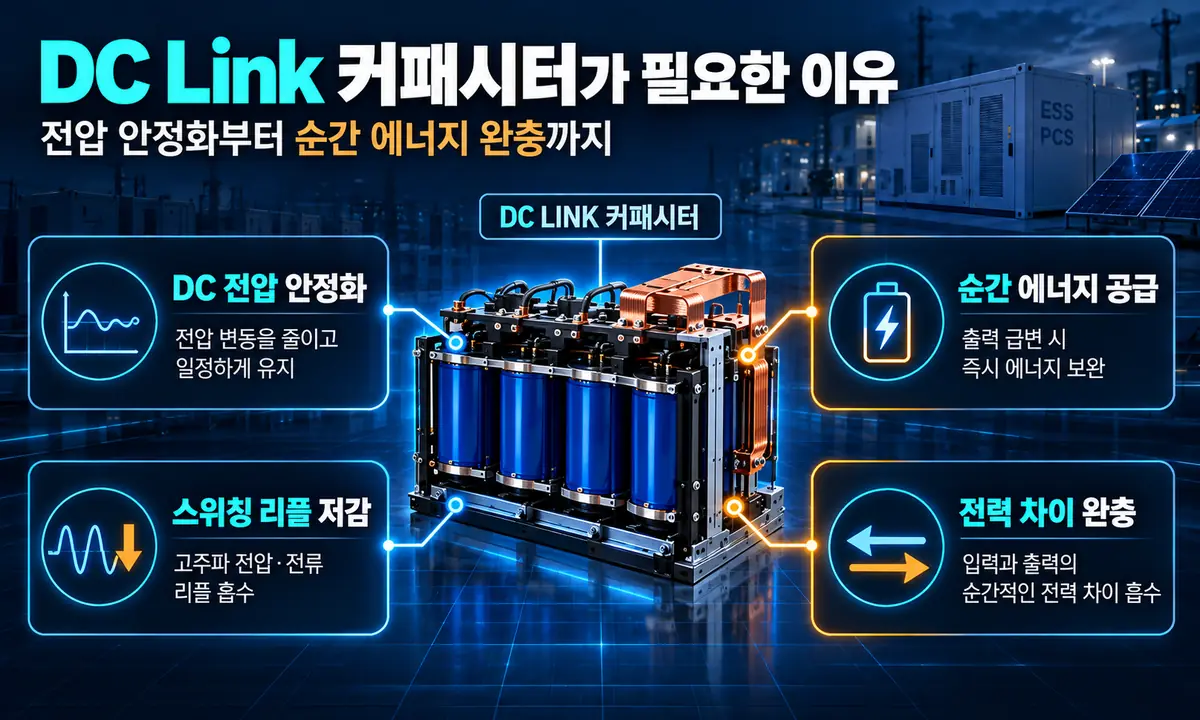 DC Link 커패시터의 전압 안정화와 에너지 완충 역할