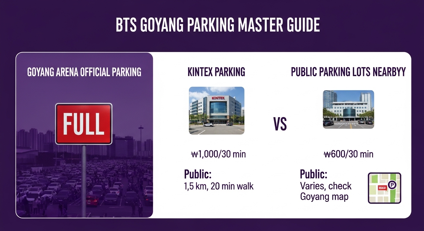 2026년 방탄소년단 콘서트 고양 아레나 공식 주차장 만차 시 대처법 및 인근 킨텍스, 공영 주차장 요금 비교