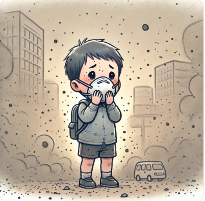 미세먼지로 괴로워 하는 아이