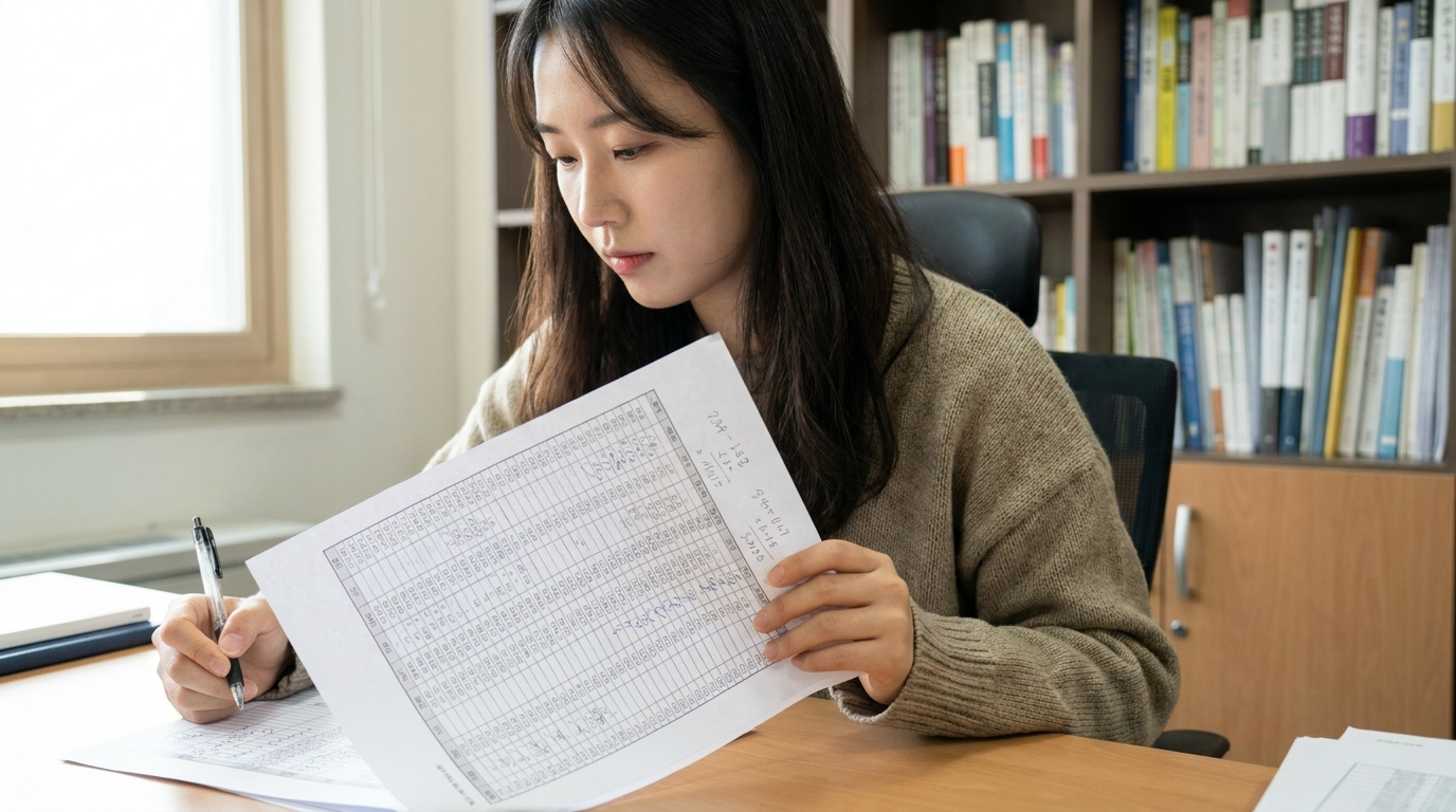 주식 수익 세금 계산표를 보는 직장인