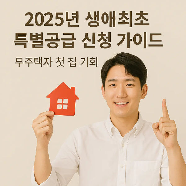 2025 생애최초 특별공급 신청 정보를 안내하는 한국인 남성 이미지