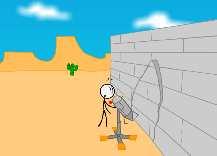 헨리스틱민에서-레이저-장비를-이용해서-벽을-부수는-화면