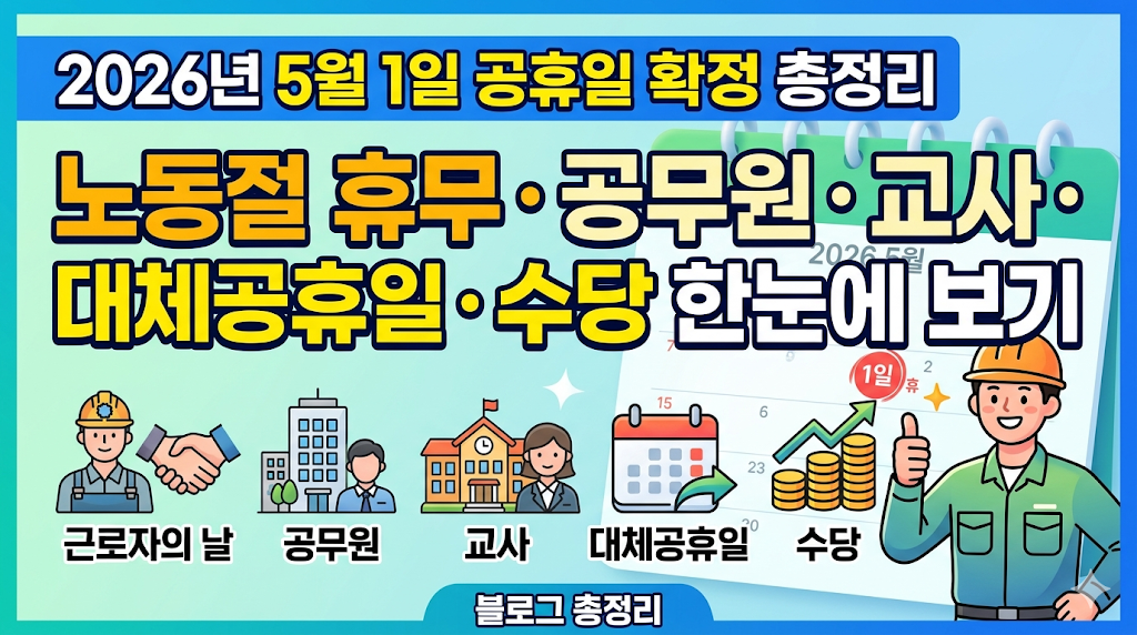 2026년 5월 1일 공휴일 확정 총정리|노동절 휴무·공무원·교사·대체공휴일·수당 한눈에 보기