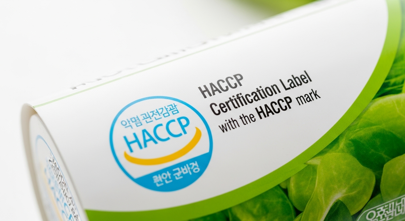 HACCP 인증 마크가 적힌 제품 라벨 클로즈업