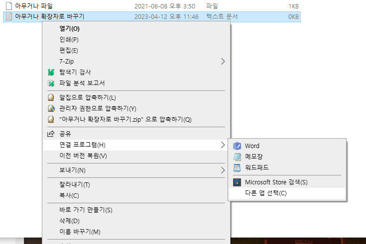 파일 확장자 되돌리기