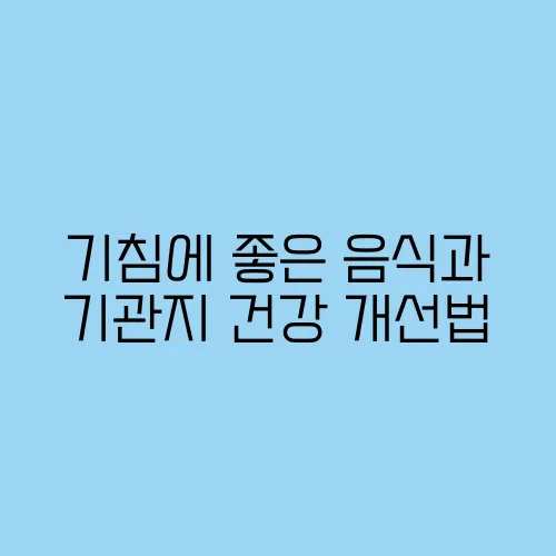 기침에 좋은 음식과 기관지 건강 개선법
