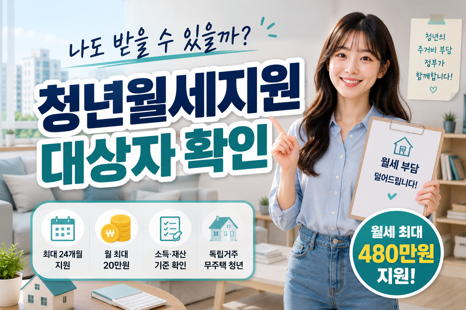 월세 최대 480만원 지원 2026 청년월세지원 대상 조건 총정리
