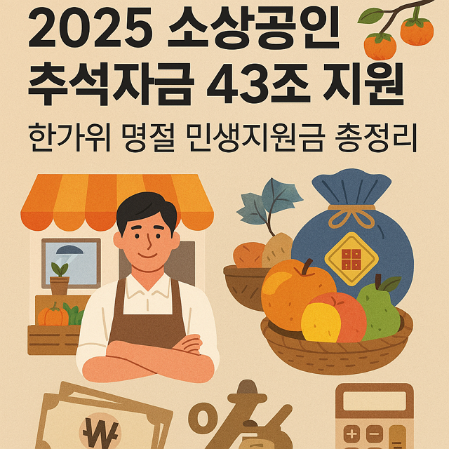 2025 소상공인 추석자금 43조 지원, 한가위 명절 민생지원금 총정리