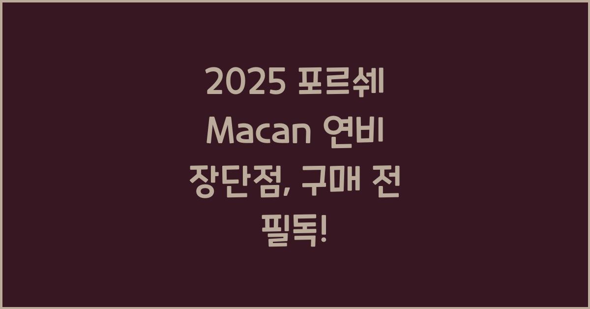 2025 포르쉐 Macan 연비 장단점