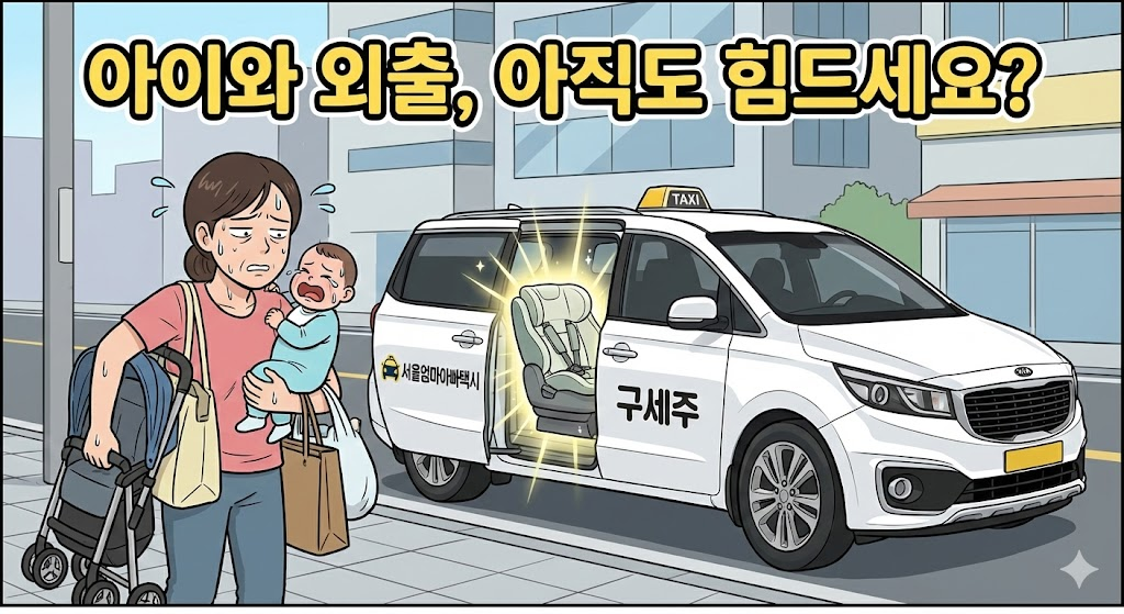 아이와 외출로 힘들어하는 엄마