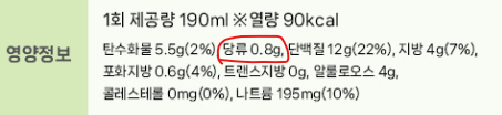 저당 두유의 당 함량 표시