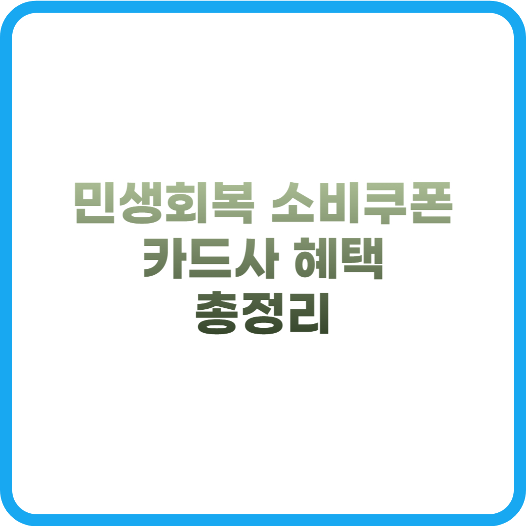 민생회복 소비쿠폰 카드사 혜택