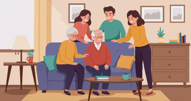 가족이 모여있는 사진