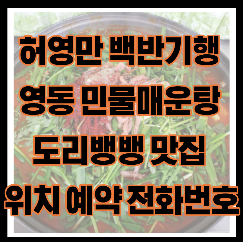허영만 백반기행 영동 민물매운탕 인삼어죽 도리뱅뱅 맛집 위치 예약 전화번호