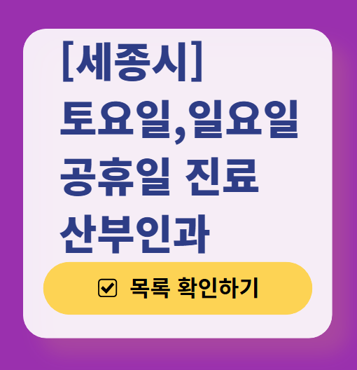 세종시 일요일 진료 산부인과 목록 ❘ 토요일 주말 공휴일 야간 문 여는 병원 리스트