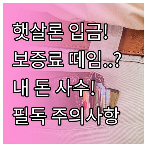 햇살론 대출 실행 시 보증료가 먼저 ..