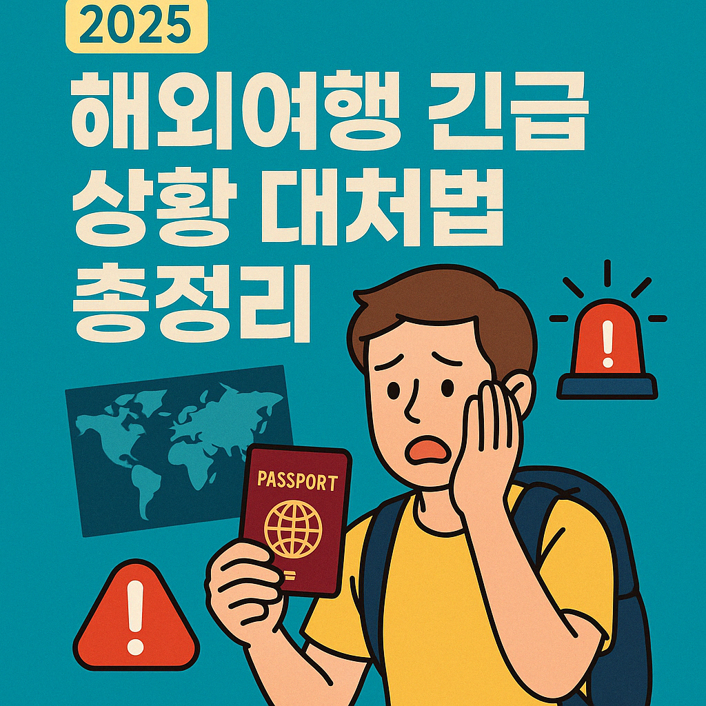 여권 분실에 당황한 여행자를 묘사한 해외여행 긴급 상황 일러스트 이미지