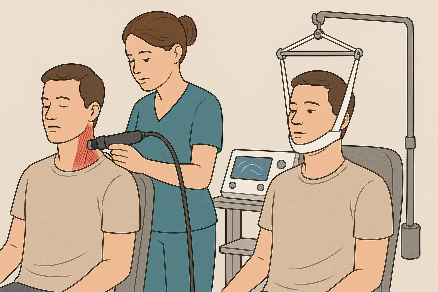 목 근육 체외충격파, 목 견인 치료