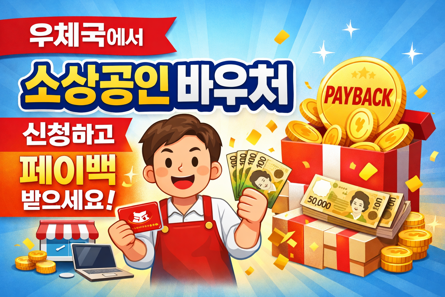 우체국에서 &lsquo;소상공인 바우처&rsquo; 신청하고 페이백 받으세요 관련 이미지