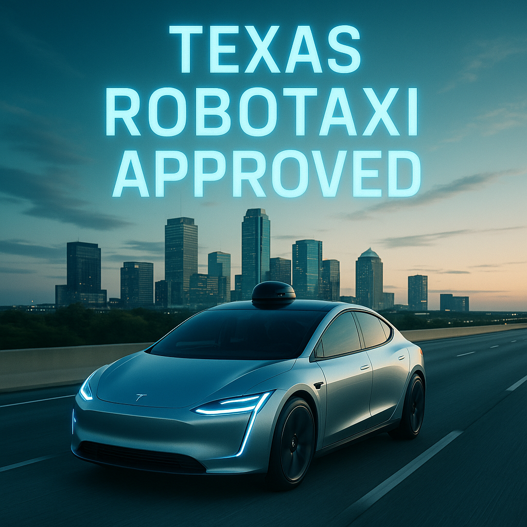 Tesla autonomous robotaxi operating in Texas with official transportation network company license approval