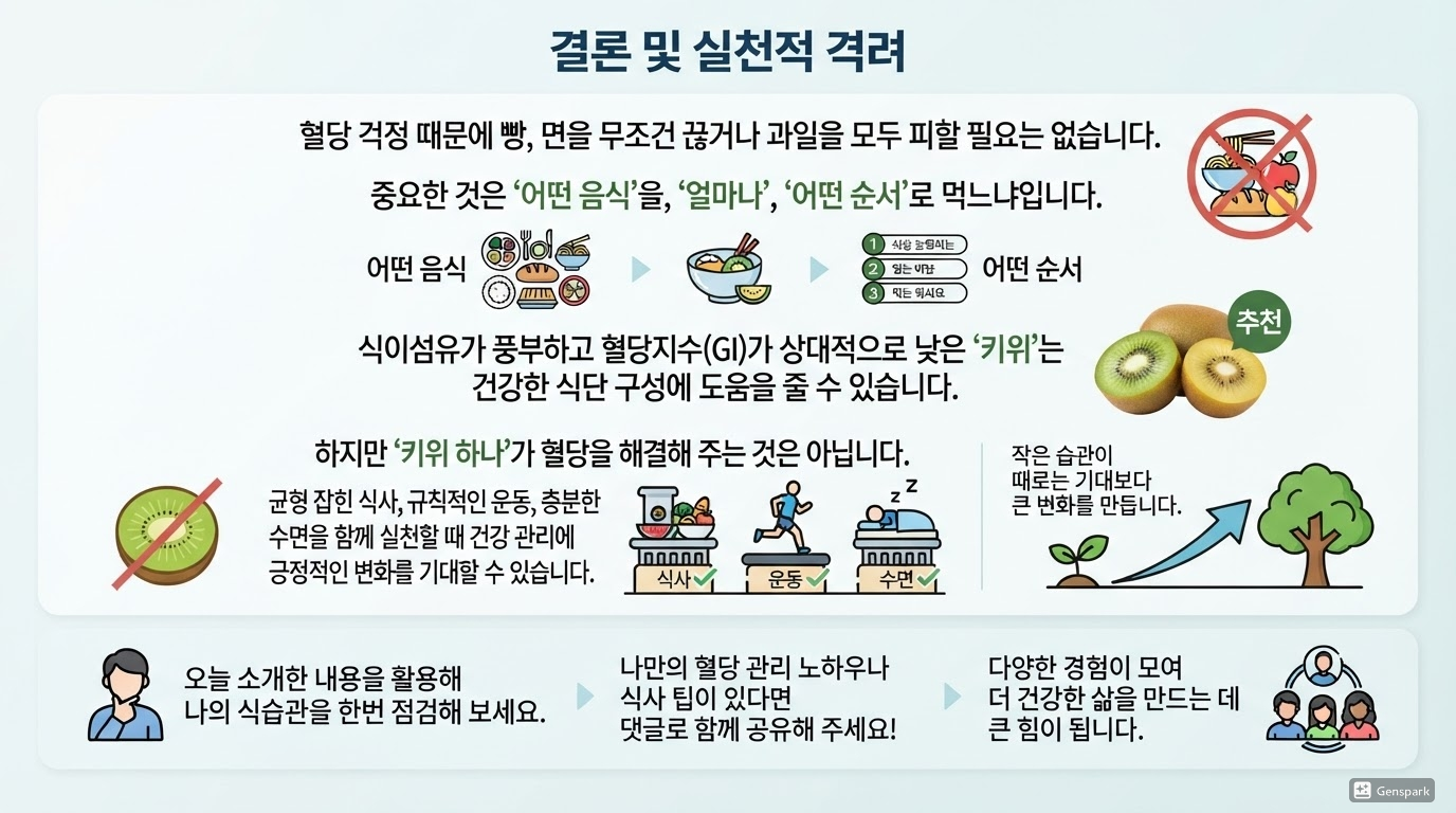 키위 혈당 관리 마무리 메시지