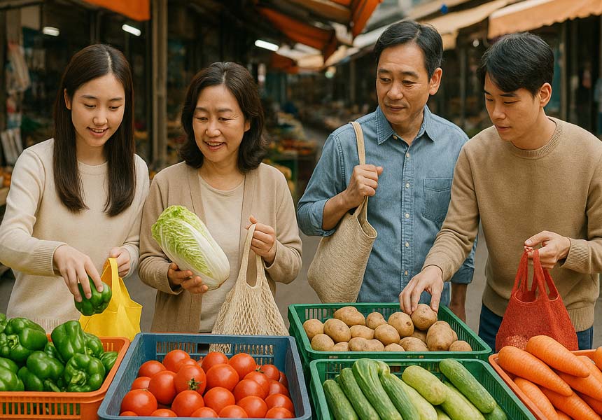 민생지원금으로 지역 상권에서 카드 결제하는 모습을 표현한 이미지